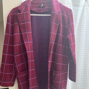 Plaid purple/ maroon sweater jacket